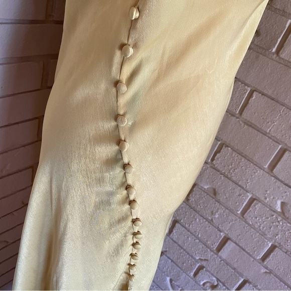 Zara Lingerie Style Gold Satin Slip Dress Button Side Large L NEW NWT - Picture 9 of 10